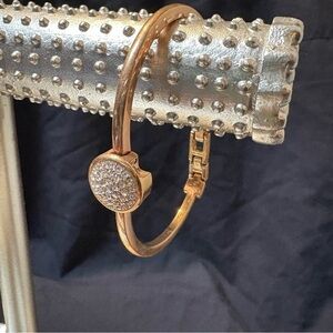 Gold tone Minimalist Anne Klein Bracelet with rhinstine Charm